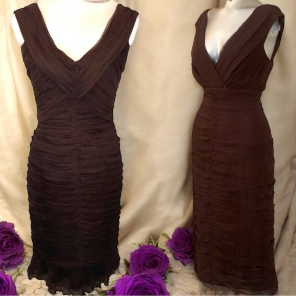 Tadashi Collection Elegant 100% Silk Tiered Cocktail Old Money Party Dress 10P - Picture 1 of 12